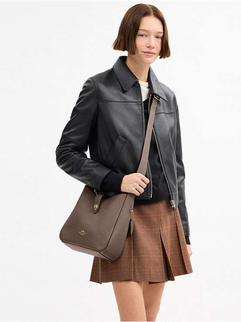 NWT Coach Taupe Brown Pebbled Leather Shoulder Bag with Gold Hardware - Picture 2 of 13